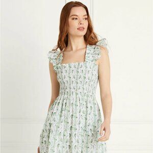 Hill House Home The Ellie Nap Dress in Green Vine Stripe Cotton